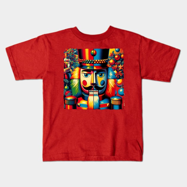 Neon Nutcracker: Pop Art's Ballet Brilliance - Classic Christmas Kids T-Shirt by PawPopArt